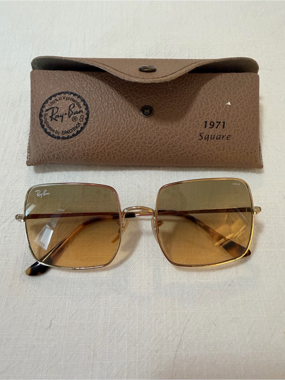 Ray-Ban Square 1971 Classic Gold Brown Gradient Sunglasses RB1971 54-19